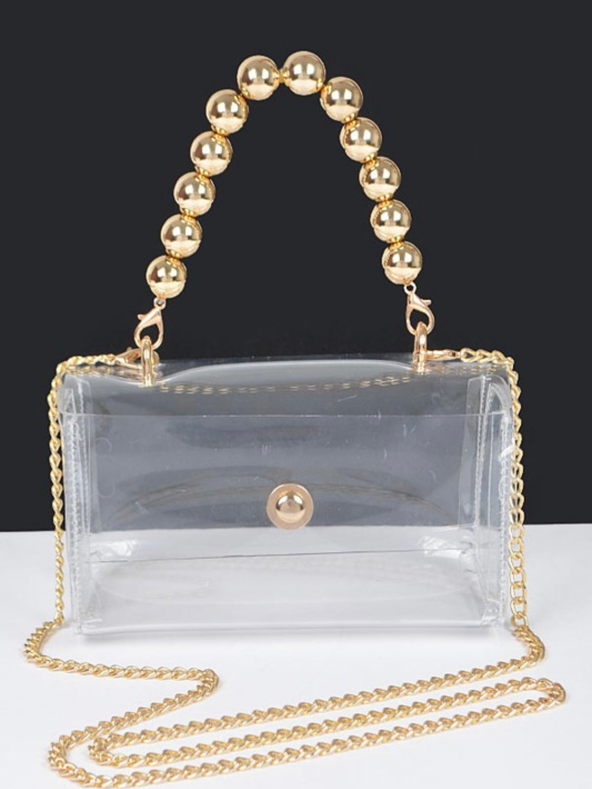 Clear Beaded Handle Stadium Bag