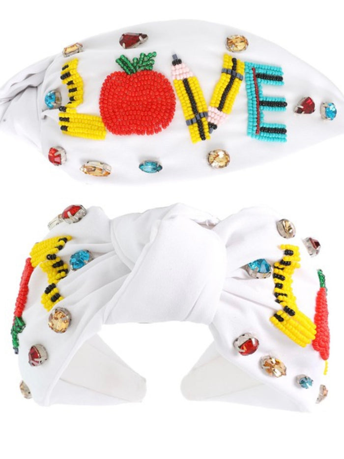 Embroidered Love Headband