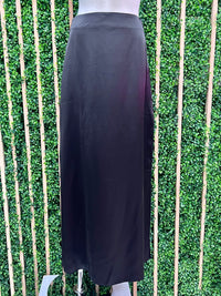 Black Satin Off Shoulder Maxi Skirt Set