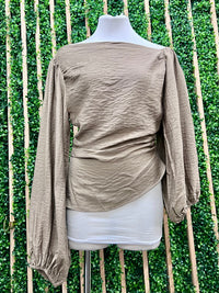 Ruched Asymmentric Off Shoulder Blouse
