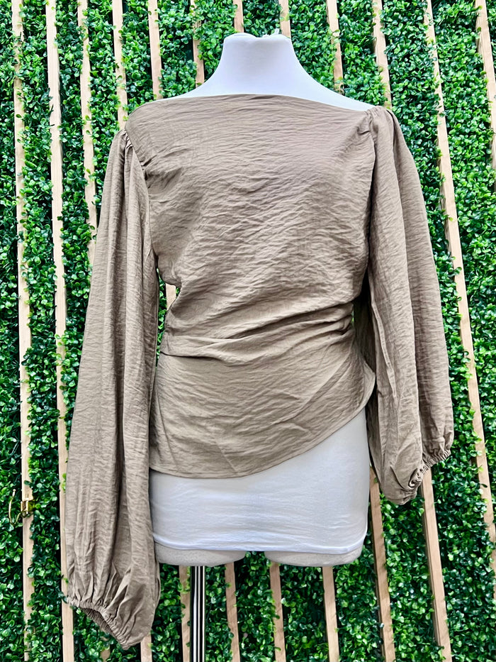 Ruched Asymmentric Off Shoulder Blouse