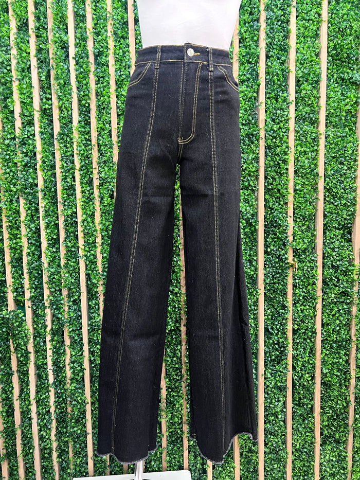 Front Stitch Wide Leg Palazzo Denim