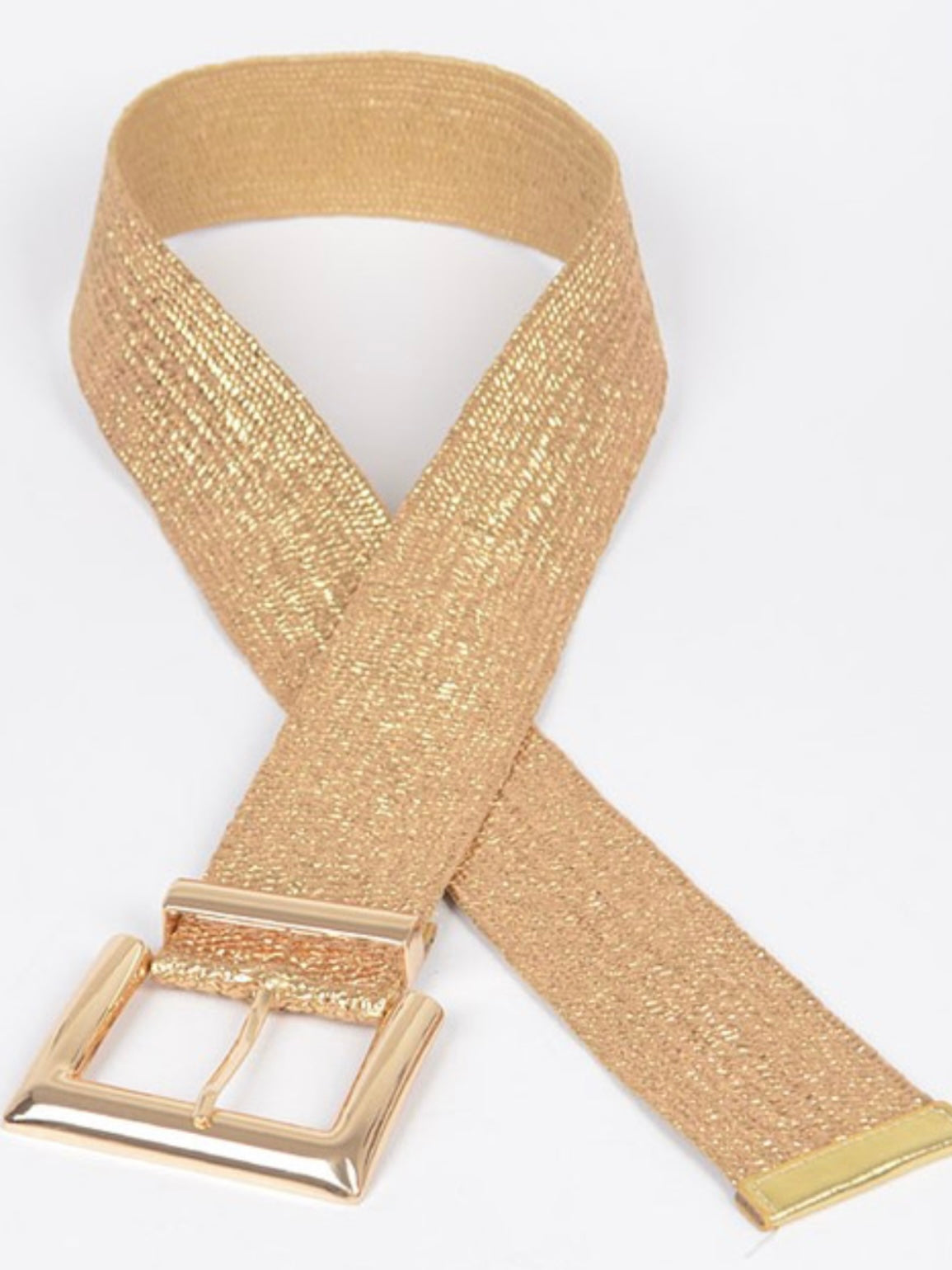 Large Rectangle Metallic Stretch Straw Belt