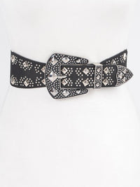 Black Multi Metal Diamond Studded Elastic Belt