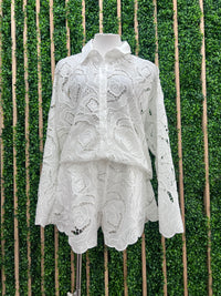 White Floral Eyelet Embroidered Blouse