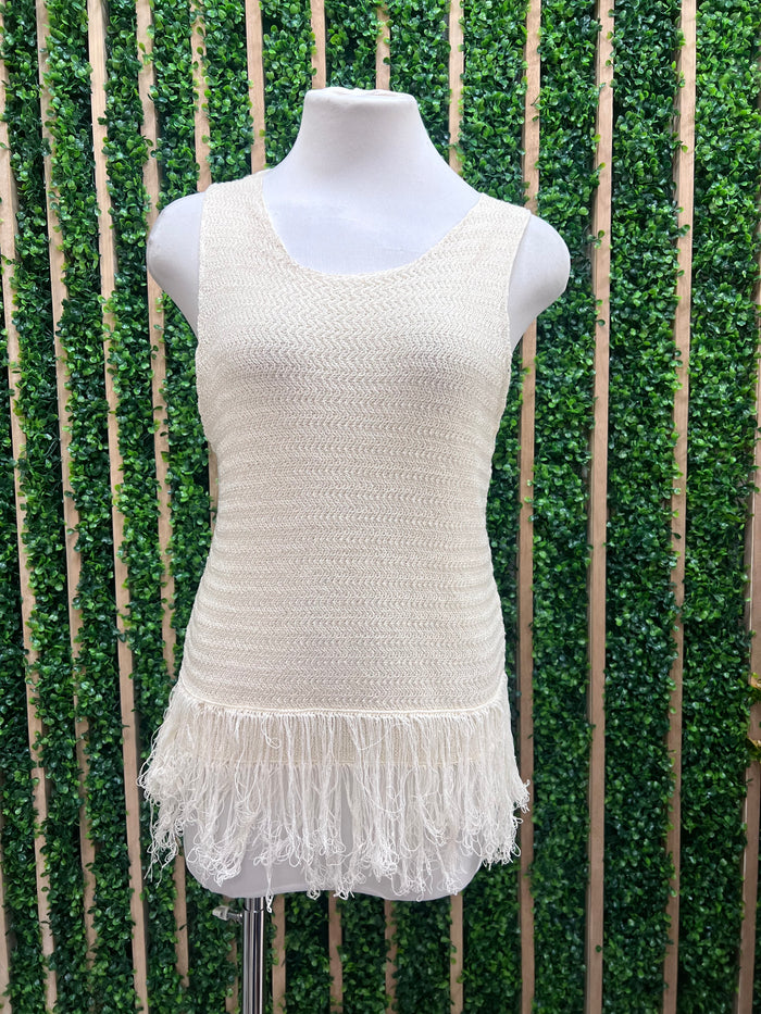 Beautiful Tassel Trim Beige Top