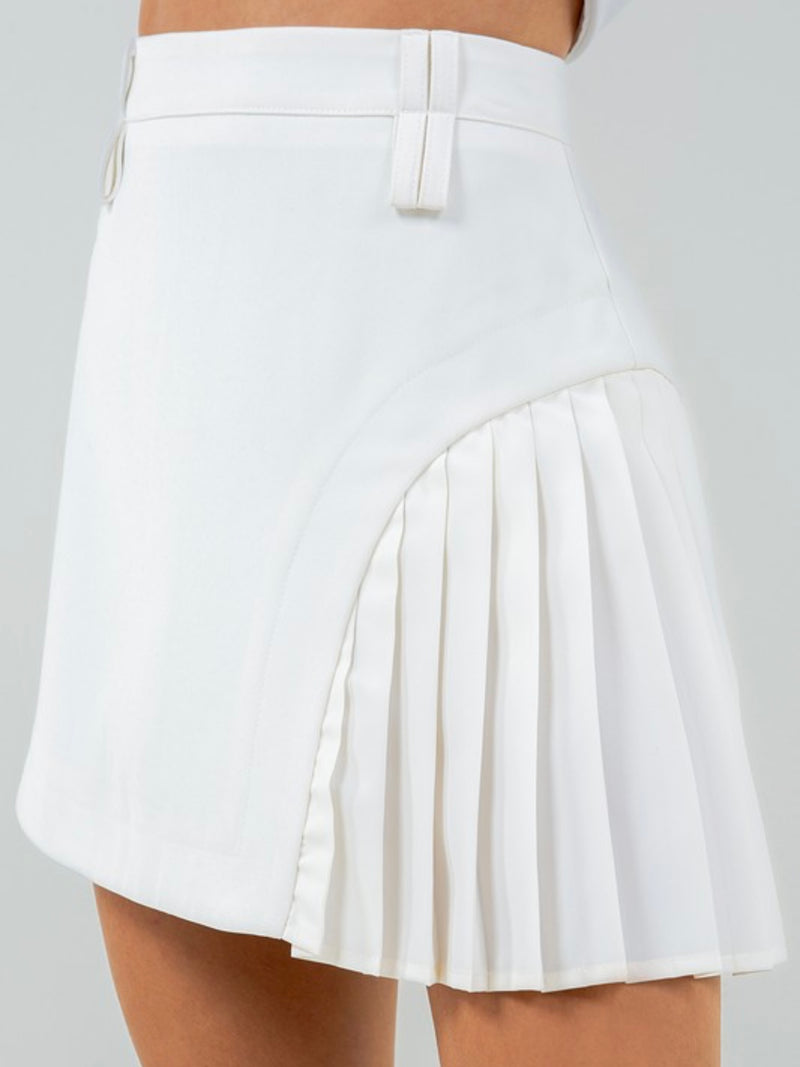 Contrast Pleat Detail Mini Skirt