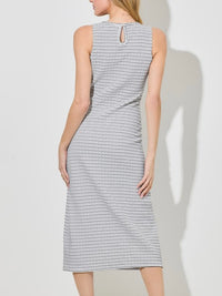 Ivory Navy Striped Dot Midi Dress