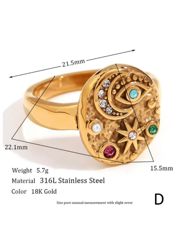 Hammered Star Crystal Ring
