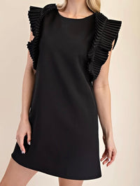 Pleated Shoulder Short Dress