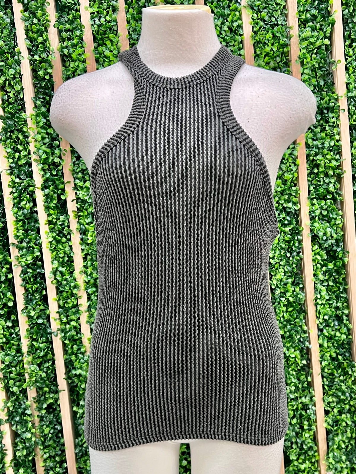 High Neck Textured Racerback Top