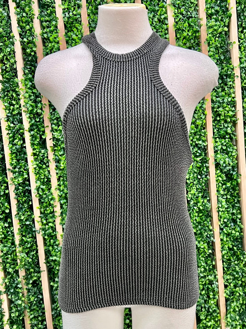 High Neck Textured Racerback Top