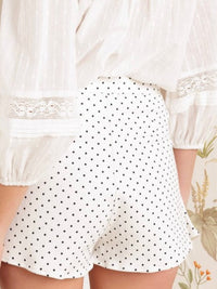 Ivory Black Dots Ruffled Skort