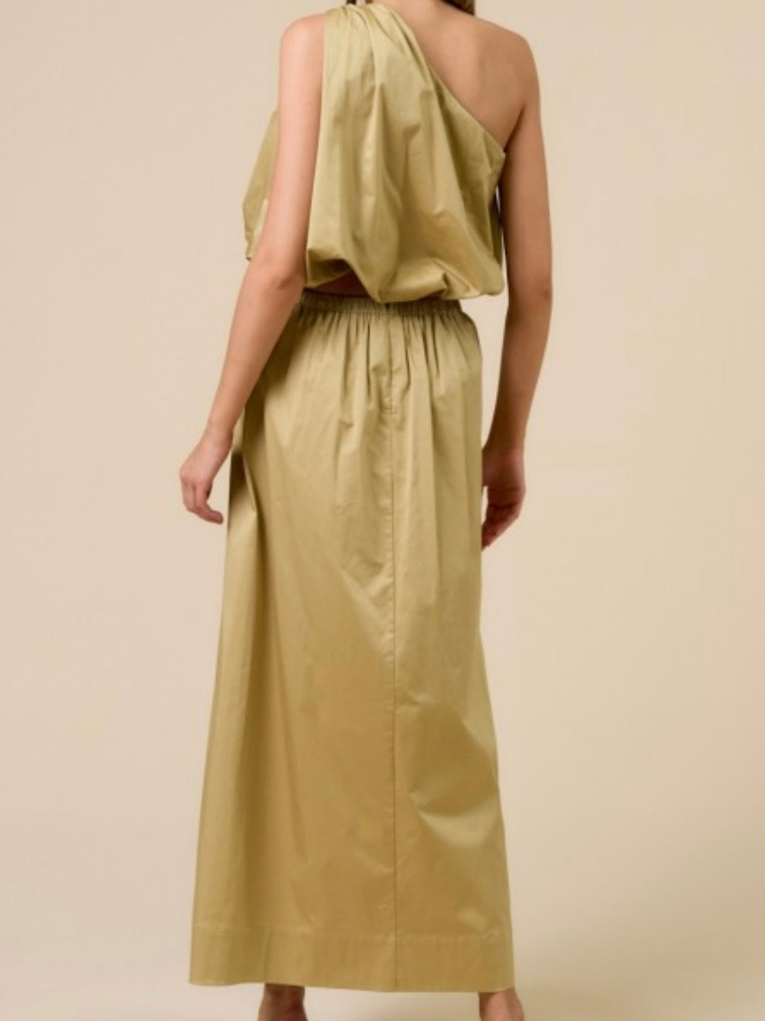Sand Gold floral Detail Midi Skirt