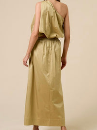Sand Gold floral Detail Midi Skirt