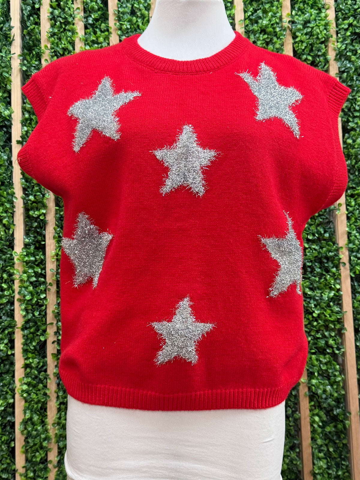 Silver Star Short Sleeve Sweater Top