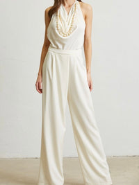 Pearl Cowl Neck Satin Jumpsuit