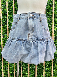 Bubble Hem Denim Skirt