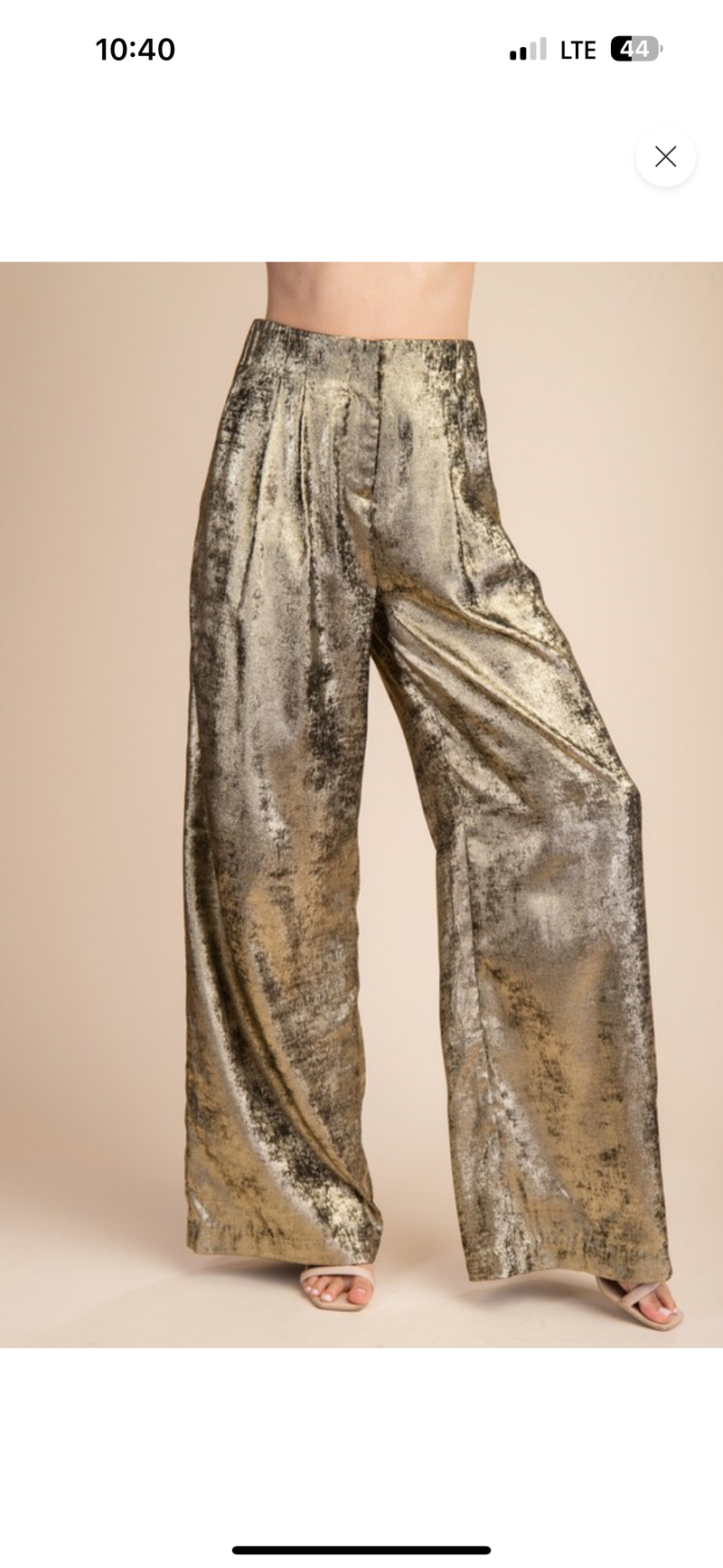 High Waist Metallic Gold Wide Leg Pants