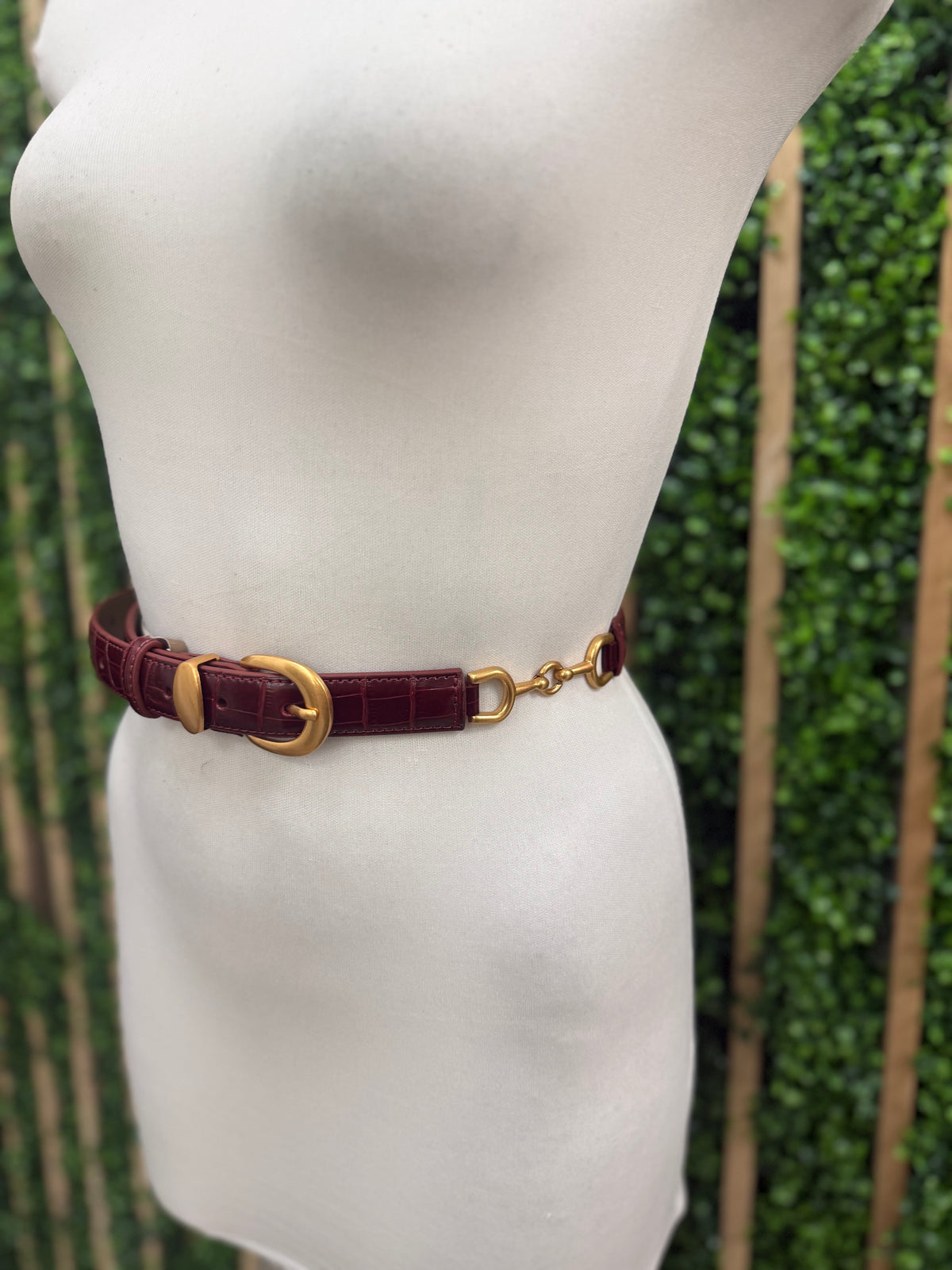 Connecting Buckle Croc Thin Belt