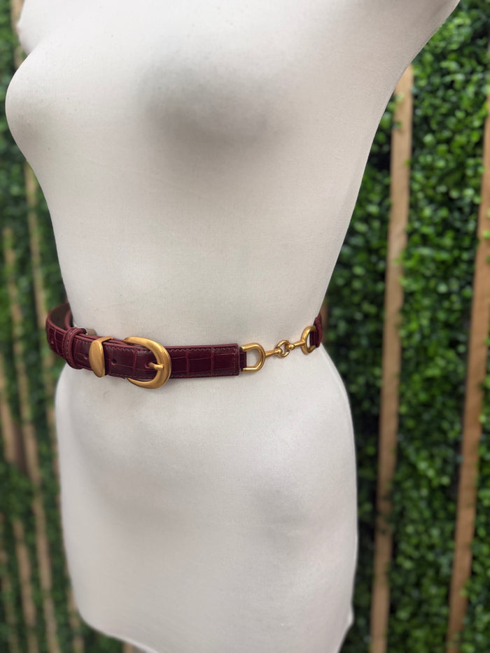 Connecting Buckle Croc Thin Belt