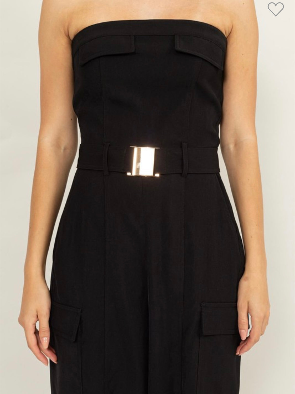 Pocket Detail Strapless Cargo Jumpsuit