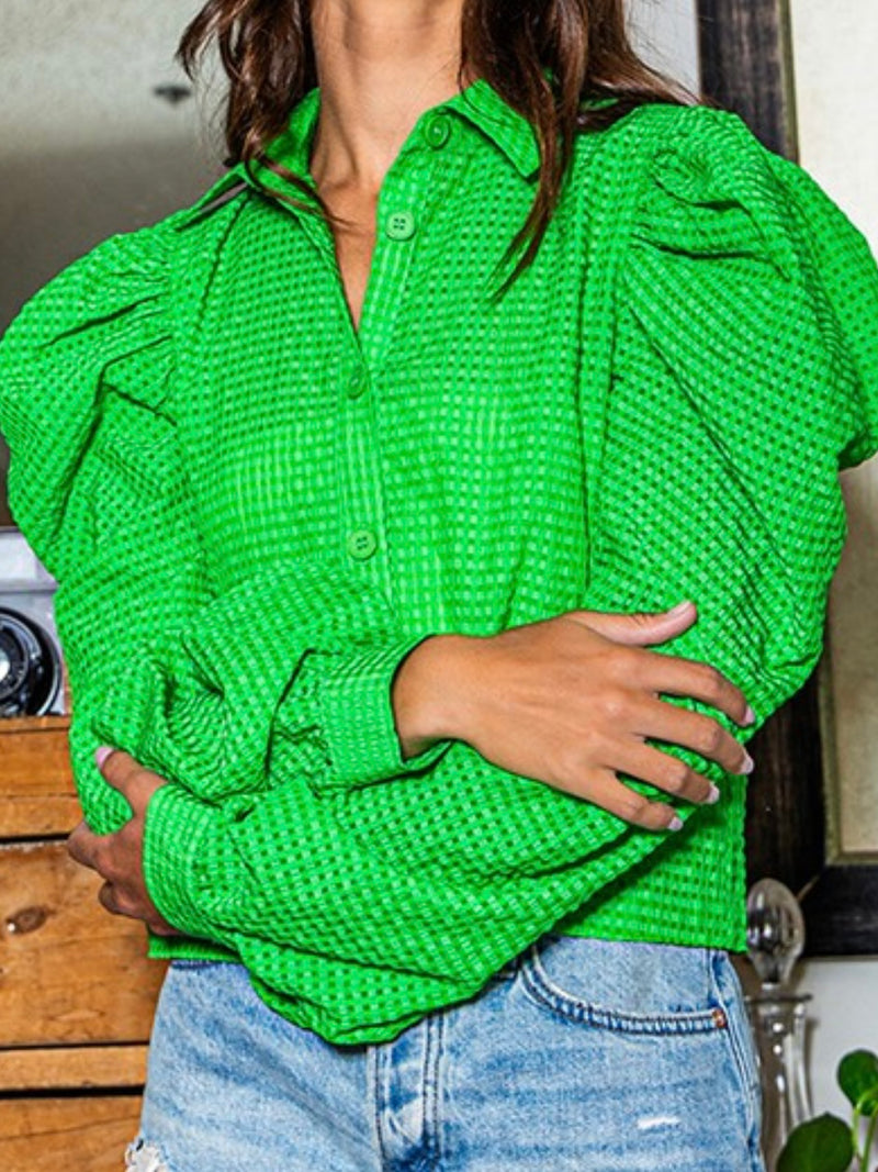 Textured Puff Sleeve Blouse