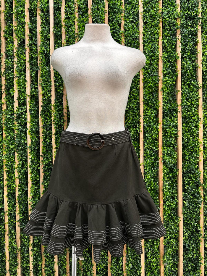 Charcoal Tiered Flounced Mini