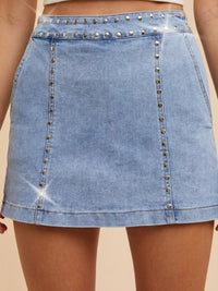 Stud Detail Elastic Back Skort
