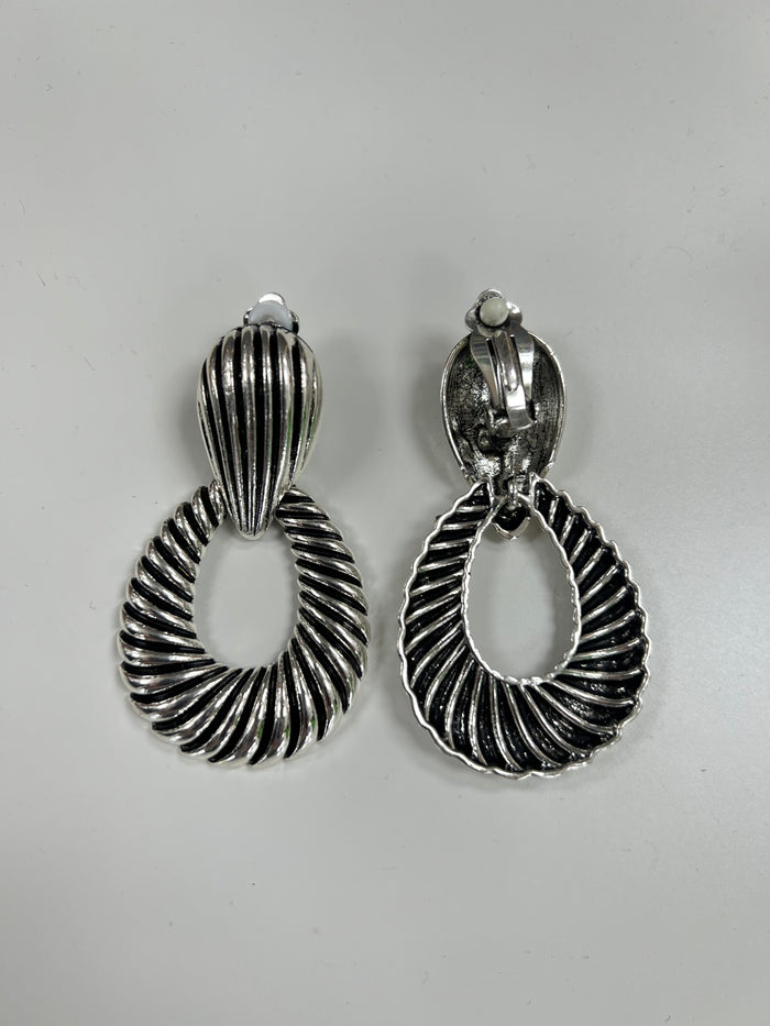 Textured Drop Clip Earring