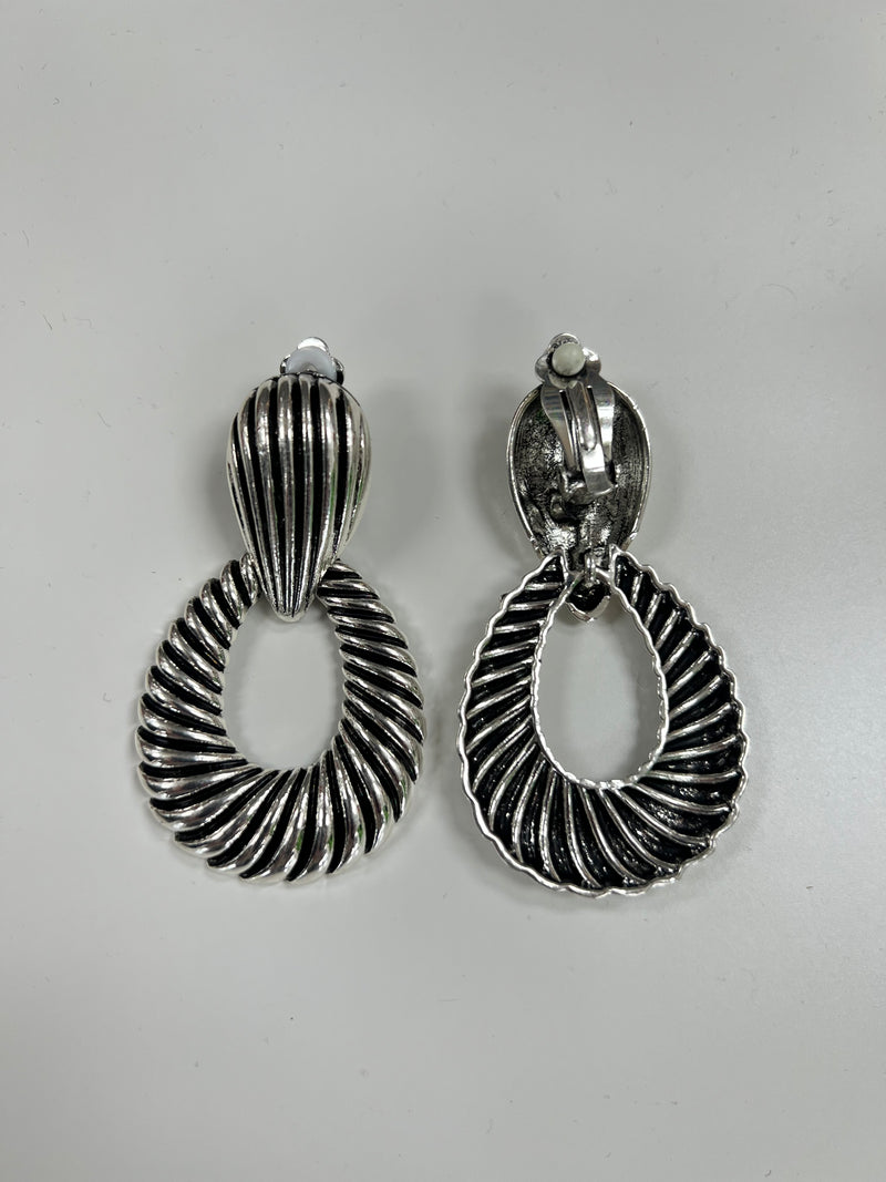 Textured Drop Clip Earring