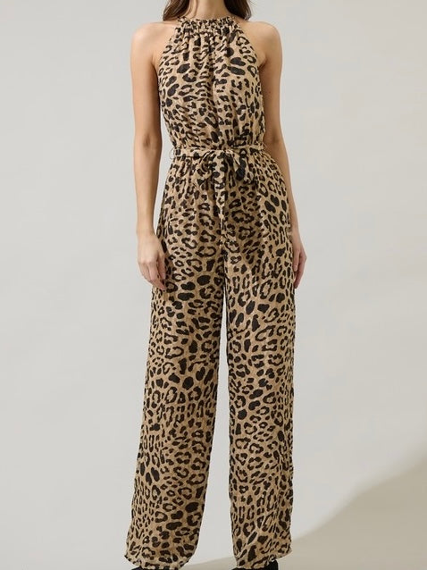 Leopard Halter Jumpsuit