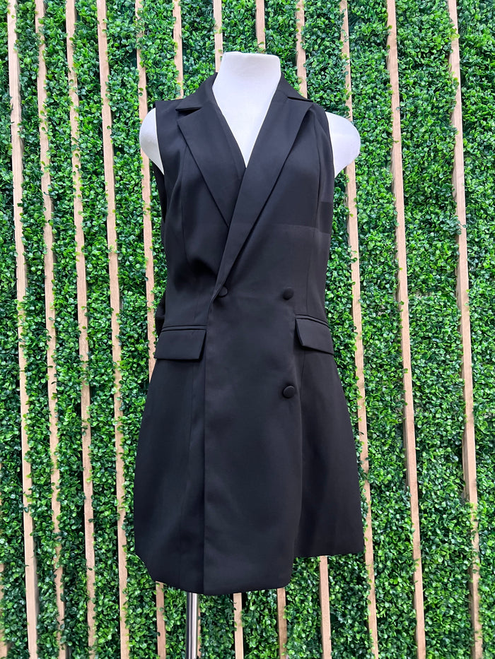 Black Back Bow Vest Dress