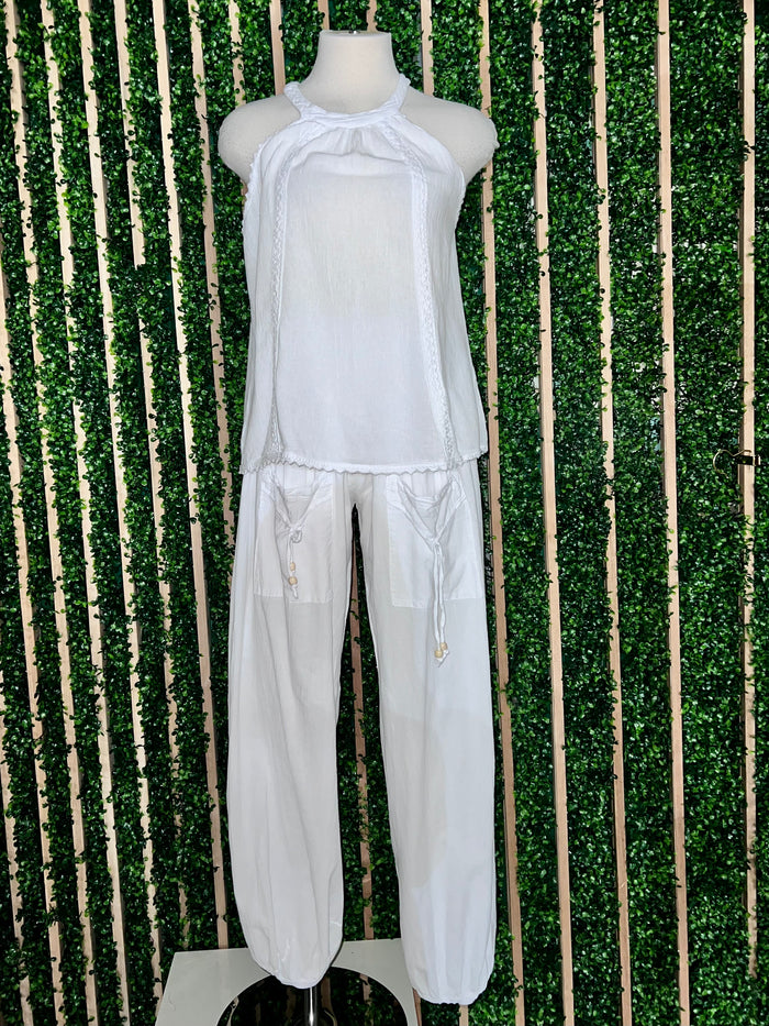 Halter Neckline Gauze Jogger Set