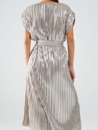 Silver Pleated Sleeveless Dress