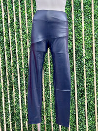 Navy Pleather Legging