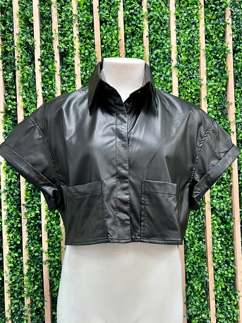 Crop Pleather Blouse