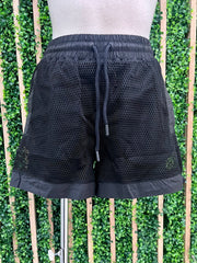 Black Mesh Outerwear Short Pant Set