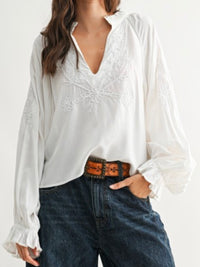 Isla White Embroidered Boho Blouse