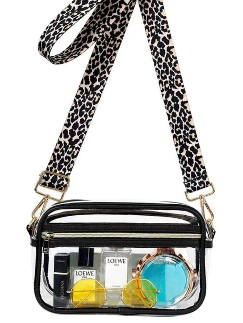 Leopard Strap Clear Stadium Bag