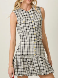 Black White Plaid Vest
