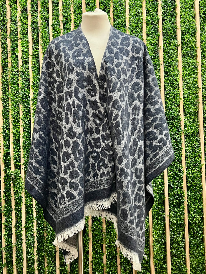 Leopard Print Fringe Pashmina Wrap