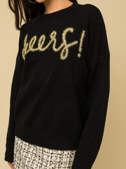 Black Cheers Pullover Sweater