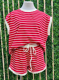 Striped Terry Short Pant Set