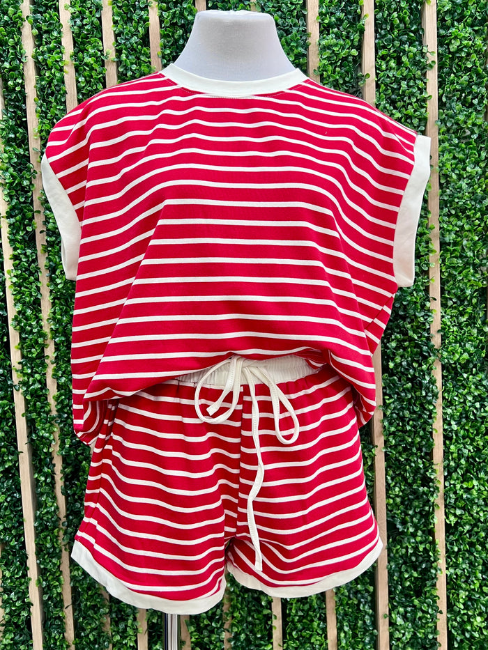 Striped Terry Short Pant Set