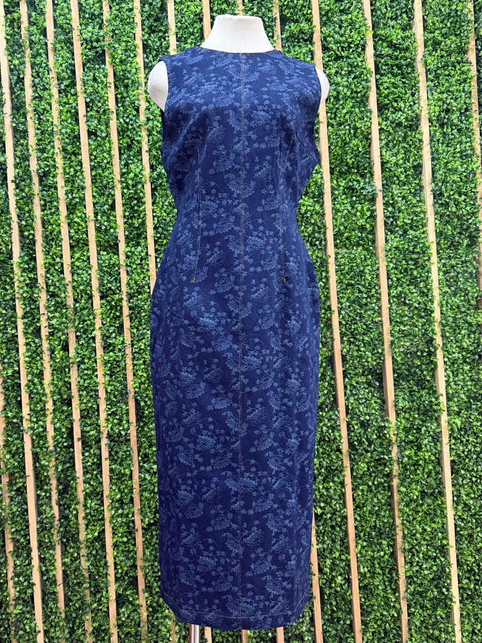 Beautiful Jacquard Denim Midi Dress