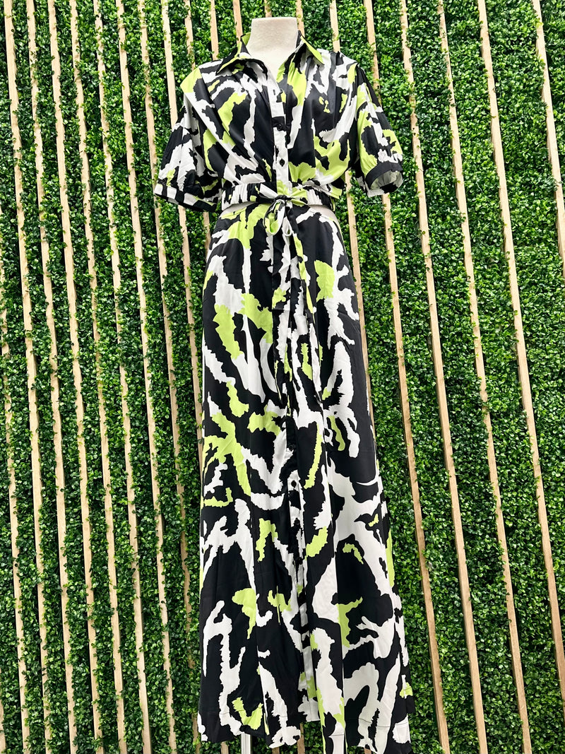 Beautiful Black Green Cutout Maxi