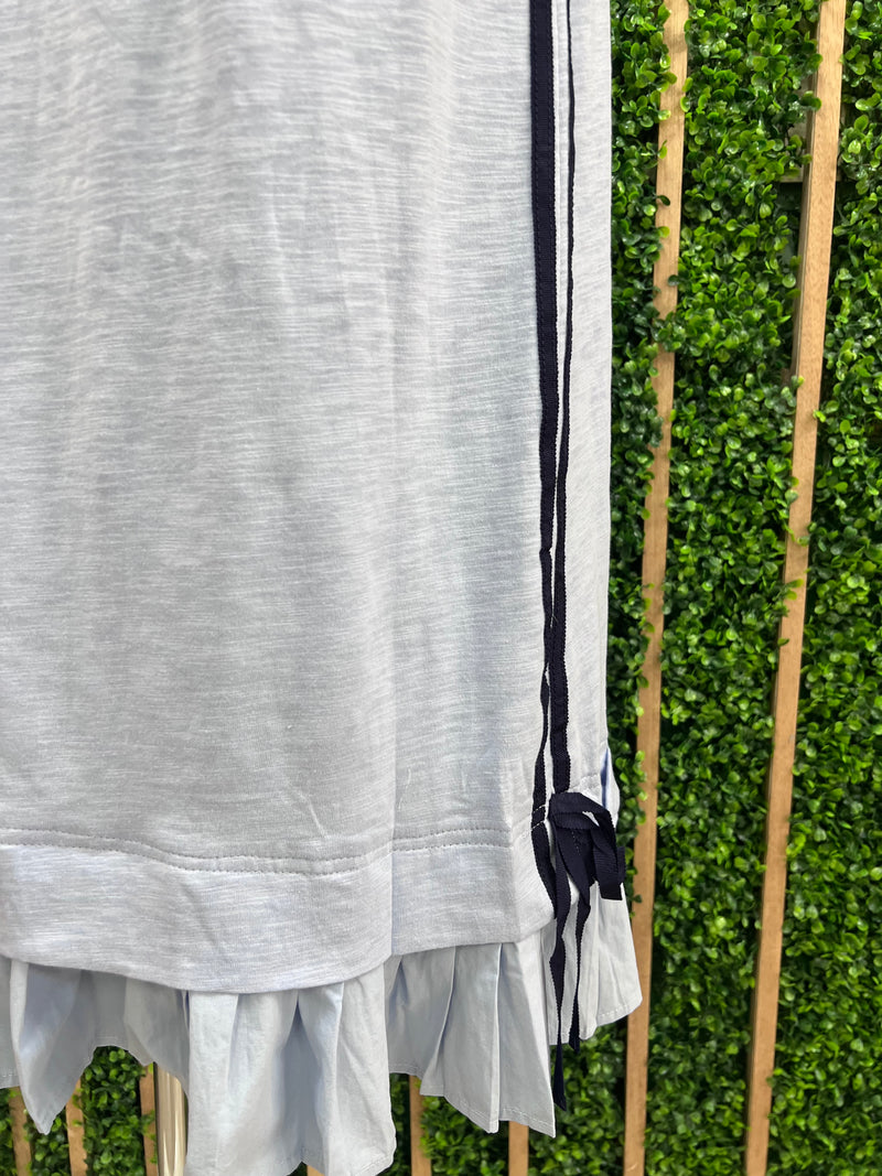 Round Neck Side Stripe Media Drop Waist Short Dress