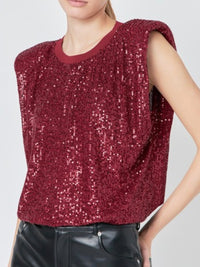 Sequin Shoulder Pad Top