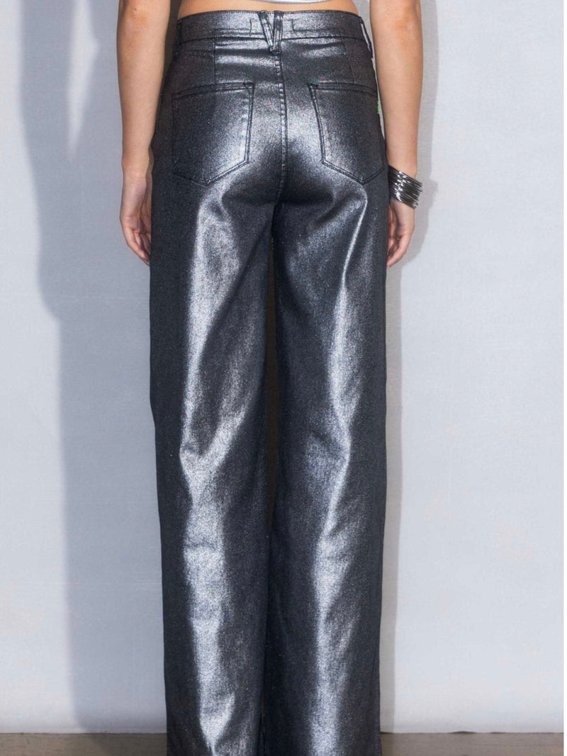 Black Silver High Rise Wide Leg jeans
